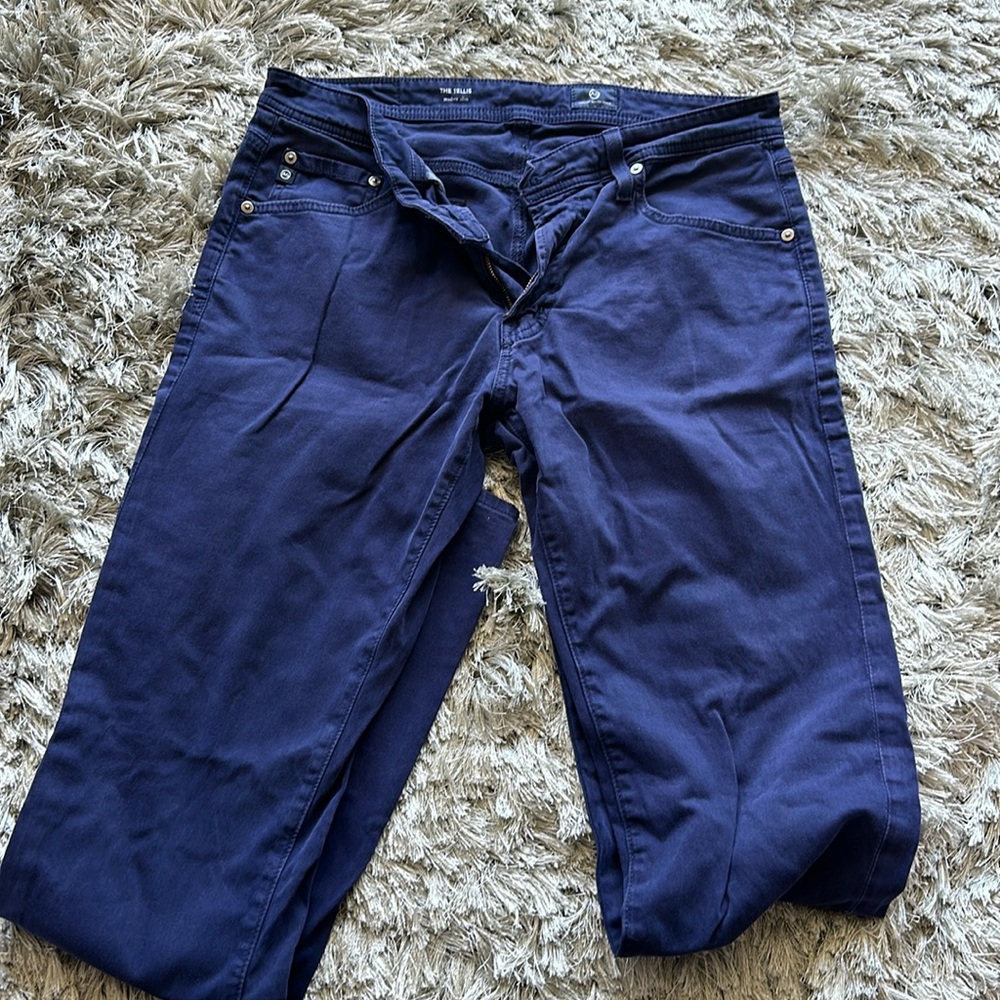 AG Tellis Sueded Sateen Navy Blue. Size 32/34
